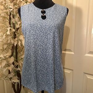 CURE Blue and White Polka Dot Sleeveless Top NWT Size Medium